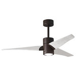 Matthews Fan - Super Janet 52" Ceiling Fan, LED Light Kit, Textured Bronze/Matte White - The Super Janet's remarkable design and solid construction in cast aluminum and heavy stamped steel make it the heroine in any commercial or residential space. Moving air with barely a whisper, its efficient DC motor turns solid wood blades. An eco-conscious LED light kit with light cover completes the package.