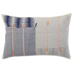 Jaipur Living - Jaipur Living Jotsoma Tribal Navy/Silver Poly Fill Pillow 16"X24" Lumbar - Handmade by weavers in Nagaland, India, the Nagaland collection showcases the traditional loin-loom techniques of the indigenous tribes of the region. The artisan-made Jotsoma throw pillow effortlessly combines heritage-rich tribal and stripe patterns with a versatile navy, silver, cream, and orange colorway for a stunning statement in any space. Crafted of soft, finely woven cotton, this pillow brings the global art of Naga textiles to the modern home.