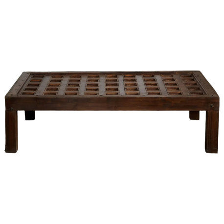 Consigned Vintage Lotus Ceiling Large Reclaimed Coffee Table Accent Table 64