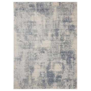 Nourison Rustic Textures 5'3" x Round Blue/Ivory Modern Indoor Area Rug