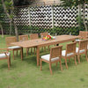 11-Piece Outdoor Teak Dining Set, 122" Extension Table, 10 Arbor Stacking Chair