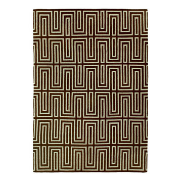 Exquisite Rugs, Flatweave, Brown and Ivory, 5'x8'