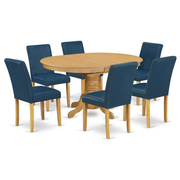 East West Furniture Avon 7-piece Wood Dining Set in Oak/Oasis