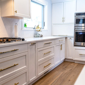 Large Two-Toned White Kitchen with Navy Blue Cabinets, Hollis New Hampshire