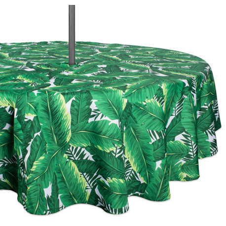 DII Banana Leaf Outdoor Tablecloth With Zipper 60 Round