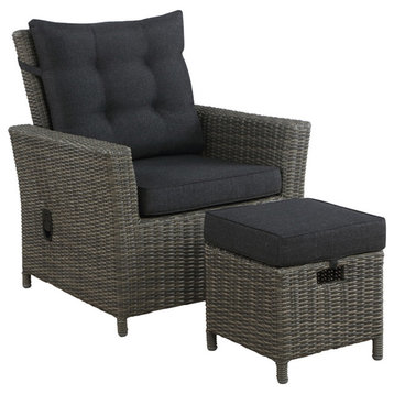 Asti All-Weather Wicker Outdoor Recliner, Cushion and Ottoman, Cushion