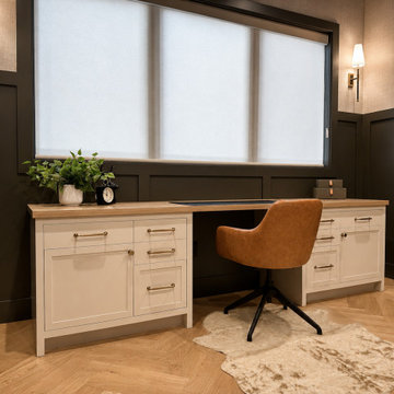Office Desk Wall with Wood Top & Paneled Walls - Bend, OR
