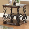 Coaster Traditional Glass Top End Table with Shelves in Merlot