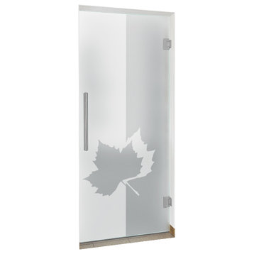 Swing Glass Door, Maple Leaf Design, Full-Private, 26"x84" Inches, 5/16" (8mm)