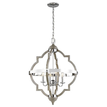 Four Light Foyer-Washed Pine Finish-Incandescent Lamping Type - Pendants