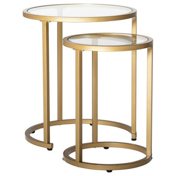 Studio Designs Home Camber 2-Piece Metal Nesting End/Side Table Set in Gold
