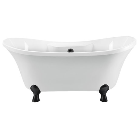 60" Streamline N900BL-BL Clawfoot Tub and Tray With External Drain