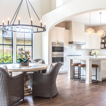 All-new white kitchen cabinetry and kitchen island