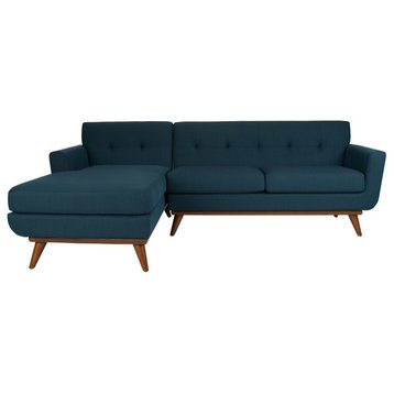 Safavieh Couture Opal Linen Tufted Sectional Sofa, Dark Teal