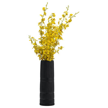 Cer, 15"h Lined Cylinder Vase, Matte Black