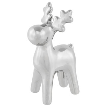 7" Silver Ceramic Moose Christmas Figure