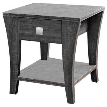 Wooden End Table With Swooping Curled Legs Gray - Saltoro Sherpi