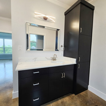 Modern Frameless Bathroom Vanity with Slab Cabinet Doors