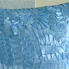 Aqua Blue Pillow 20"x20" Toss Pillow Covers, Ribbon Art Silk, Mist