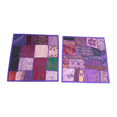 Indian Cushion Covers Vintage Purple Patchwork Decorative Toss Pillow Shams