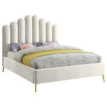 Meridian Furniture - Lily Velvet Bed, Cream, Queen - Elegant and eye-catching, the stunning cream velvet Lily Queen Bed from Meridian Furniture is the perfect addition to any space.