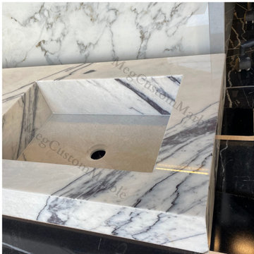 Mrs Corinne Bath Project 72" New York Marble Double Sink Vanity - Lilac Marble