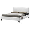 Baxton Studio Battersby White Modern Bed With Upholstered Headboard, Queen