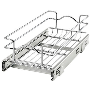 Single Tier Bottom Mount Pull Out Steel Wire Organizer, 8.75"