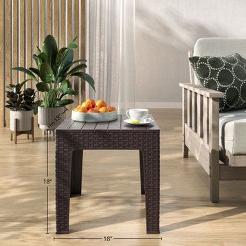 Trillia Resin Patio End Table, Wenge Brown