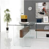 Casabianca Home Il Vetro High Gloss White Lacquer Tempered Glass Office Desk