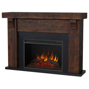 Real Flame Gunnison 64" Wood & Glass Electric Fireplace in Chestnut Barnwood
