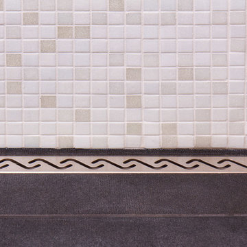 Master Bath curbless glass tile shower