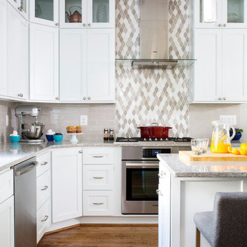 Stone Mosaic Accent Backsplash in Contemporary Kitchen