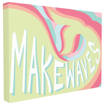 The Kids Room Make Waves Groovy Mermaid Typography Canvas Wall Art, 16"x20"