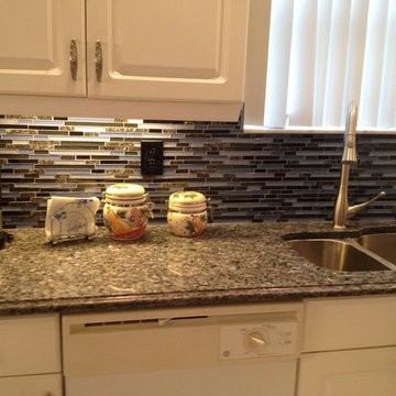 Blue Pearl granite Counter top, Backsplash & Hardware Update