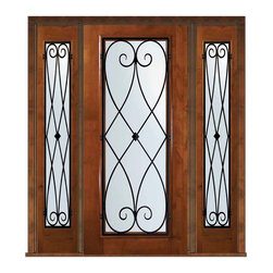 Prehung Sidelites Door 80 Alder Charleston Full Lite Wrought Iron - Front Doors