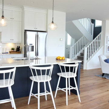 White and Navy Blue Kitchen - New Home