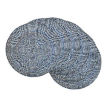 Variegated Blue Round Pp Woven Placemat Set/6