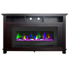 Modern TV Stand, Fireplace With Adjustable Setting and Color Changing, Mahogany