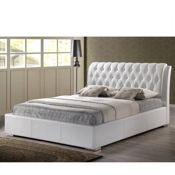 Baxton Studio Bianca Modern Bed With Tufted Headboard, White, King