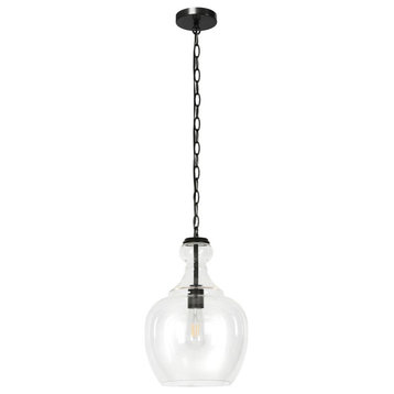 Verona 11 Wide Pendant with Glass Shade in Blackened Bronze/Clear