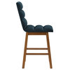 CorLiving Boston Channel Tufted Fabric Barstool, Navy Blue, Set of 2