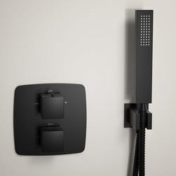 LUSSO STONE NOIR MIA MATT BLACK SHOWER SET WITH THERMOSTATIC VALVE AND HAND-HELD - Products