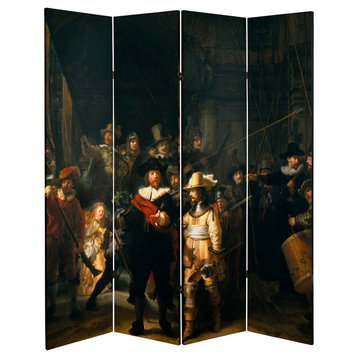 6' Tall Double Sided Works of Rembrandt Canvas Room Divider