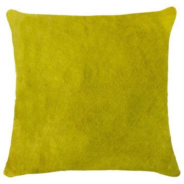 Natural Torino Cowhide Pillow 18"x18", Yellow
