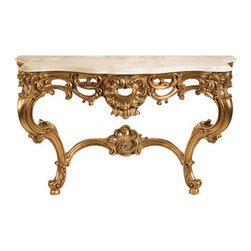 Inviting Home Inc. - Louis Xv Console With Calacotta Marble Top - Console Tables