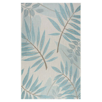 Machine Made Anlier Outdoor Rug, Turquoise, 8'6"x12'2"
