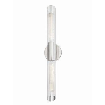 Cecily 2-Light Large Wall Sconce, Clear Glass, Finish: Polished Nickel