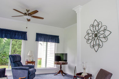 Sunroom - mid-sized traditional carpeted and blue floor sunroom idea in Richmond with a standard ceiling