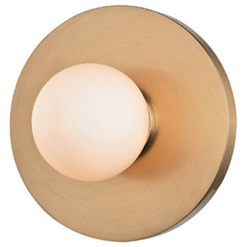 Taft 1-Light Wall Sconce With Opal Matte Shade, Finish: Aged Brass